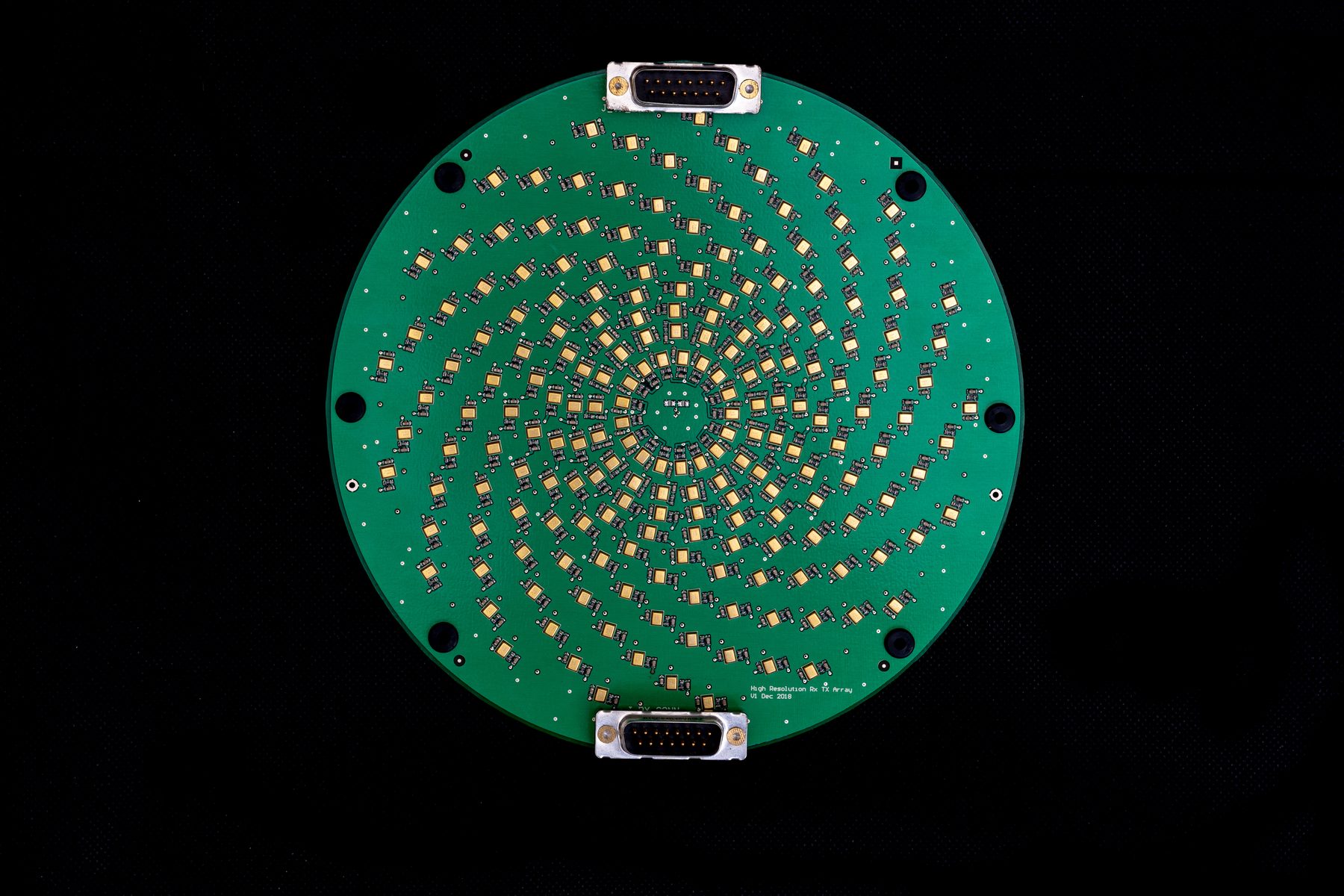 Back side of the circular ultrasonic laser PCB
